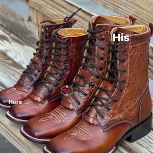 Veterschoenen heren | Brede leren Shedron-laarzen voor dames