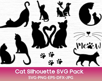 Cat silhouette svg bundle, Cat Silhouette, Cat Svg, Cat Head Svg, Cat Face Svg, Cat Cut Files, Cat Design, Kitten Svg, Cat Vector, Kitty Svg
