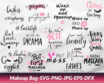 Sminkväska SVG, sminkväska SVG-paket, smink SVG, sminkväska design, väska Svg, mode Svg, mascara Svg, skönhetscitat, sminkväska Svg.