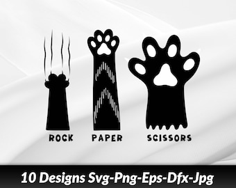 Piedra Papel Tijeras Svg, Mascota SVG, Animal PNG, Cat Paw Svg, Regalo de los amantes de los gatos, Animal Paw svg, Papá Gato Mamá Gato, Archivos digitales png, Animal mascota