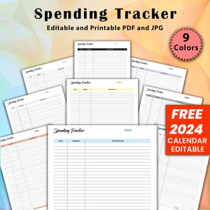 Editable Spending Tracker, Expense Tracker, Spending Planner, Spending Journal, Spending Tracker Notebook, Spending Tracker Printable