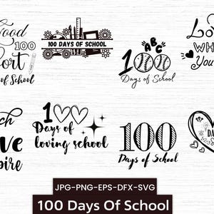Pacchetto SVG 100 giorni di scuola, Buoni 100 giorni di scuola, 100 giorni più luminosi, Pacchetto SVG per il ritorno a scuola, Pacchetto scolastico SVG, Maglietta scolastica SVG