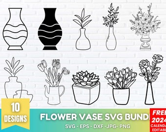 Flower Vase Svg Bundle, Flower Vase Svg, Flower Bouquet Svg, Vase Svg, Flower Vase, Vase Cut File, Vase Clipart, Flower Vase Svg File