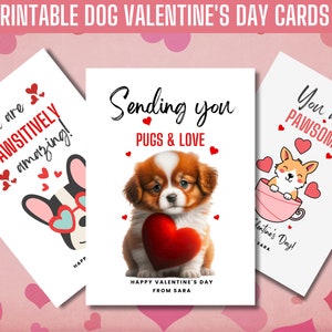 EDITABLE Printable Dog Valentine Cards, Valentines Day Cards, Valentine Cards Classroom, Classroom Valentines Cards, Puppy Valentines Cards