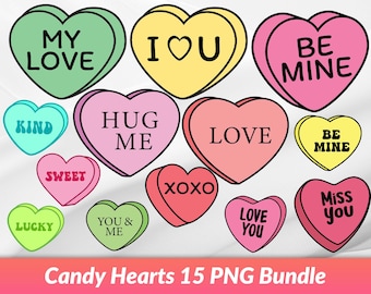 Candy Hearts Png Bundle, Candy Hearts Clipart, Candy Hearts Png, Heart Candy PNG, Heart Candy Clipart, Valentines Hearts Png Bundle