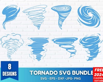 Tornado SVG Bundle, Storm Silhouette Clipart (Digital Download)
