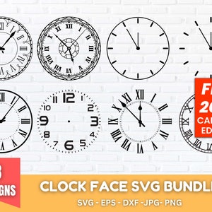Clock Face SVG Bundle, Clock Svg, Clock face clipart Bundle cut files, Clock Numbers Svg, Roman numeral clock, Clock face template, Clocks