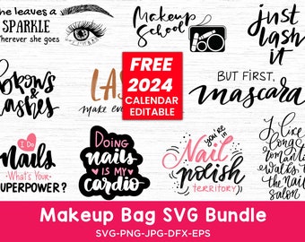 Trousse de maquillage chic SVG, citations de beauté (fichiers numériques)