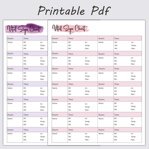 4 Colors Printable Vital Sign Chart, Vital Sign Log, Vital Sign Tracker, Vital sign Sheet, nursing vitals sheet, Vital Sign, Patient Vital