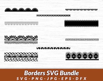Border Svg Bundle, Border Svg,Lace Border,Seamless,Pattern,Border Svg Files,Cricut,Silhouette,DXF,PNG,EPS,Clipart,Instant download