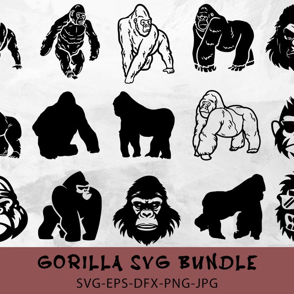 Gorilla SVG Bundle, Gorilla head svg, Gorilla dxf, Gorilla png, Gorilla eps, Gorilla vector, Gorilla cut file, Gorilla clipart, Angry Monkey