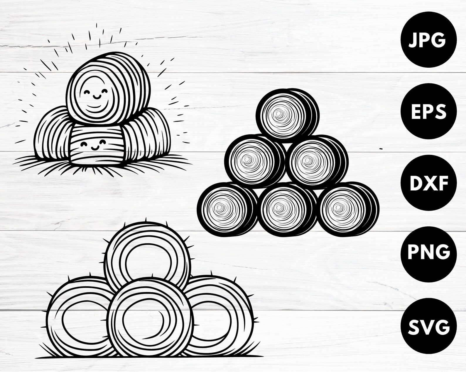 Hay Bales SVG Bundle, Round Bales Svg, Wheat Bale Svg, Bale of Hay Svg ...