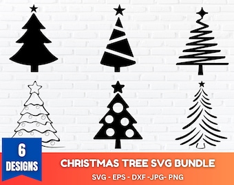Christmas Tree SVG Bundle, Clipart Graphics (Digital Download)