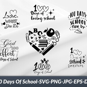 Pacchetto SVG di 100 giorni di scuola, 100 giorni SVG, 100 giorni magici, Insegnante SVG, Scuola SVG, Camicia scolastica SVG, Taglia file per cricut