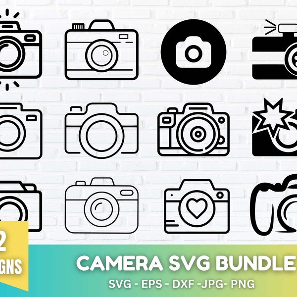 Camera SVG Bundle, Photography SVG, Photos Svg, Camera Clipart, Camera Cut File, Camera Silhouette, Camera Vector, Camera Png, Camera Cricut