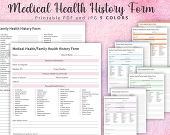formulario de historial médico, historial médico del paciente, plantilla de historial médico, formulario de información médica, formulario de registro médico, historial médico