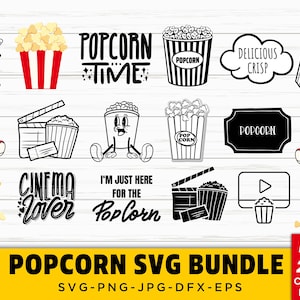 Popcorn Svg Bundle, Popcorn Box Svg, Popcorn Clipart, Pop Corn Svg, Popcorn, Cinema Svg, Popcorn Box Png, Popcorn Clipart, Popcorn Svg File