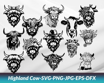 Highland Cow, Baby Cow Svg, Cow Head Svg, Highland Cow Clipart, Cow Face Svg, Highland Heifer Svg, Floral Cow Svg, Cute Highland Cow