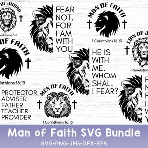 Man Of Faith Svg Bundle, Lion Of Judah Svg, Faith Moves Mountains, Fear Not, Lion SVG, Man of God Svg, Jesus svg, Religious Svg, God Svg