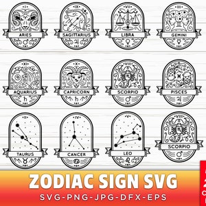 ZODIAC Sign SVG bundle, Zodiac Sign Clipart Bundle, Zodiac Sign for Cricut, Astrology, Horoscope, Cut File for Cricut, Horoscope SVG Bundle