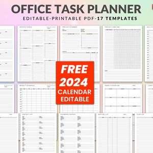 Editable Office Task Planner Set, Printable Work Schedule Planner, Office Organizer, Work To Do Checklist, Office Organizer, Employee Task