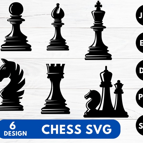 Paquete SVG de ajedrez, paquete PNG de ajedrez, juego de ajedrez svg, figuras de ajedrez svg, imágenes prediseñadas de ajedrez, archivos de corte SVG de ajedrez para Cricut, piezas de ajedrez svg