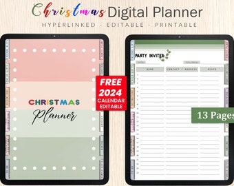 Digital Christmas Planner, Holiday Schedule, Gift List (PDF)