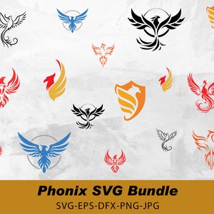 Phoenix SVG Bundle, Phoenix cut files, Phoenix bird svg, Flame birds svg, Phoenix Clipart, Phoenix dxf, Phoenix Vector ,Phoenix png svg