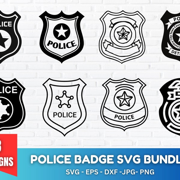 Police Badge Svg Bundle, American Police Badge Outline Svg Png, Security Badge Svg, Easy Cut Police Officer Badge svg, Police Badge Clipart