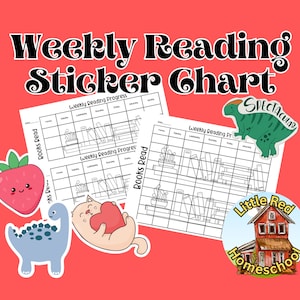 Weekly Reading Sticker Chart Printable | Book Tracker for Kids | Homeschool & Summer Reading Log | Reward Chart for Daily Reading