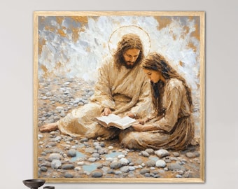 Master Teacher - Inspiring Coming of Age Gospel Wall Artwork for People of All Ages to Inspire Faith and Awakening, Gold Earthly Tones Stone