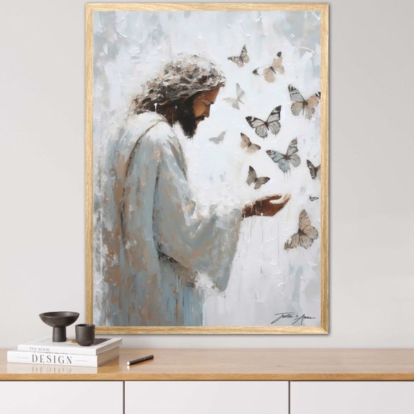 Delicate Wings- Jesus Art, Christ portrait, Colorful art, Christian Wall art, digital painting, Jesus Christ picture, Aesthetic, Beautiful