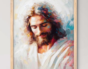 Savior in Color - Wonderful and Colored Happy Jesus Christ Smiling with Joy Faith Spiritual Attributes of True Saints of the Lord in Church