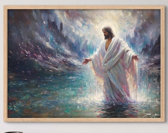 Waters of Baptism - Baptist Baptism Water Jesus Christ Painting for Religious Ceremonies Actions of the Soul Prints Kids Gift For Room Momma