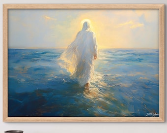 It is the Lord - Light and Happy Jesus Christ Pictures Prints Walking On Water Wide Large Wall Art Gifts For Home Friends Families Religions