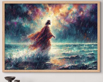 Steady in Storms - Stormy Jesus Christ Calming Amazing Unique Rainy Oceans and Color Artwork for Creative Minds and Children of Heavenly God
