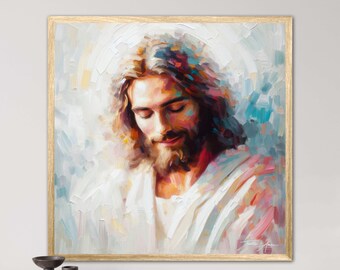 Savior in Color- Jesus Art, Christ Original portrait, Colorful art, Christian Wall art, digital painting, Pictures Divine Beings Counselor