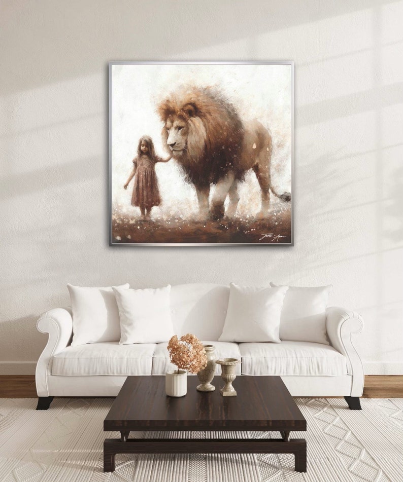 Her Majesty - Thoughtful Faith Lion Little Girl Digital Interesting and New Different Art For Christian Girls Jesus Christ Beautiful Magic image 3