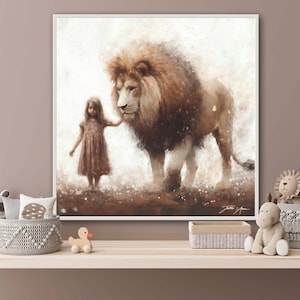 Her Majesty - Thoughtful Faith Lion Little Girl Digital Interesting and New Different Art For Christian Girls Jesus Christ Beautiful Magic image 2