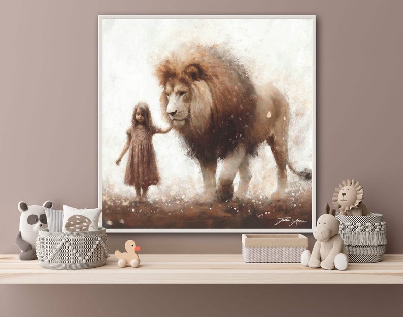 Her Majesty - Thoughtful Faith Lion Little Girl Digital Interesting and New Different Art For Christian Girls Jesus Christ Beautiful Magic image 2
