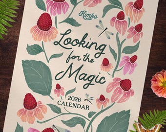 Calendario botánico 2026 / Arte mural con afirmaciones / Calendario floral inspirado en la naturaleza / Regalo para amantes de la naturaleza y la vida consciente / Citas positivas