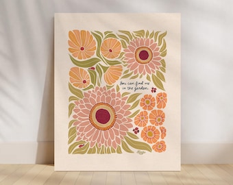 Ladybug and Daisy Botanical Art Print: Enchanted Garden Decor