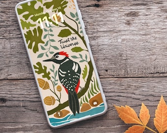 Sfondo Picchio per iPhone: Schermata di blocco Forest Art (download digitale)
