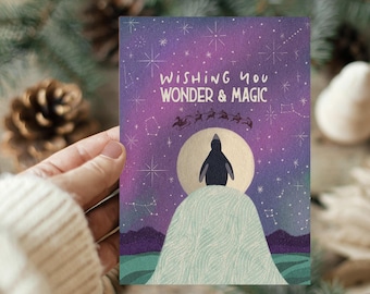 Arctic Penguin Christmas Cards: Santa's Sleigh, Magic & Wonder (10 Pack)