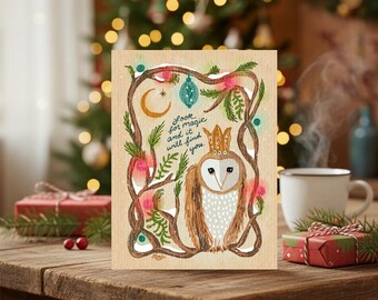 Biglietti di auguri natalizi con gufo magico della regina delle nevi / confezione da 10
