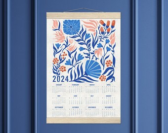 2024 Wildblumen Wandkalender | Natur inspirierte Wandkunst | Premium Dickes Mattes Papier mit Aufhänger | Bunte Blumen | Küche Decor 30x40