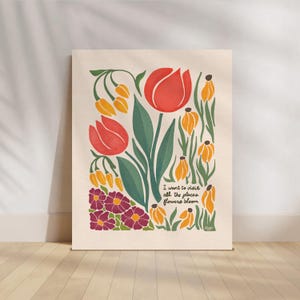 London Blooms Floral Print: Folk Art Botanical Wall Art
