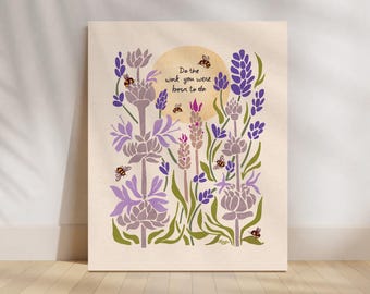 Lavender Honeybee Art Print: Inspiring Botanical Wall Art