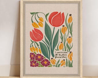 Stampa su tela floreale botanica: London Blooms Folk Art