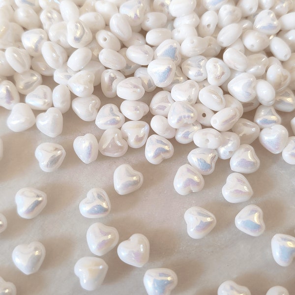 40 ou 120 perles en verre coeur tchèque, minuscules 6 mm blanc opaque brillant, perles tchèques qualité supérieure Rutkovsky Réf : 9